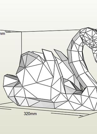 Paperkhan конструктор з картону 3d фігура лебідь птах пташка паперкрафт papercraft подарунковий набір для творчості іграшка