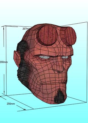 Шлем helmet hellboy маска mask конструктор з картону паперкрафт papercraft ігровий персонаж пазл 3д фігура
