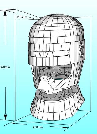 Шолом робокопа robocop helmet конструктор з картону паперкрафт papercraft ігровий персонаж пазл 3д фігура