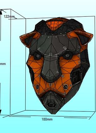 Маска техно лева tech lion mask pay day 2 конструктор з картону паперкрафт papercraft ігровий персонаж пазл 3д фігура