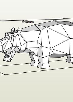 Paperkhan конструктор з картону 3d фігура бегемот гіпопотам паперкрафт papercraft подарунковий набір для творчості іграшка сувенір
