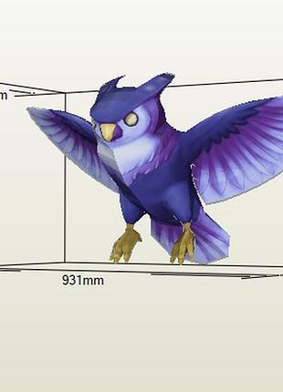 Paperkhan конструктор з картону 3d фігура сова філін птах пташка паперкрафт papercraft подарунковий набір для творчості іграшка