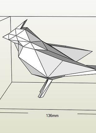 Paperkhan конструктор з картону 3d фігура горобець птах пташка паперкрафт papercraft подарунковий набір для творчості іграшка