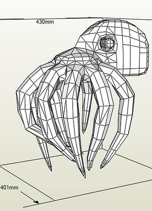 Paperkhan конструктор з картону 3d фігура восьминіг кальмар паперкрафт papercraft подарунковий набір для творчості іграшка сувенір