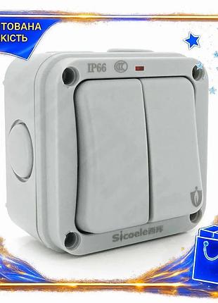 Ve вимикач подвійний зовнішнього монтажу new version водонепроникний ip66 10а білий для дому та вулиці n6w_ver