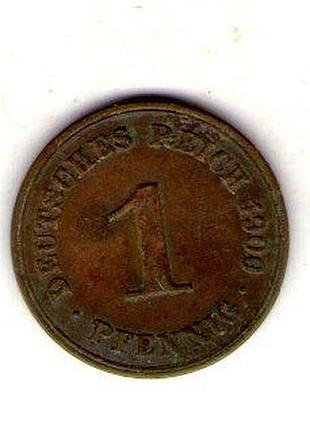Немецкая империя 1 пфеног, 1900 год медь, 2g, ø 17.5mm no3067