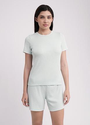 Жіноча бавовняна футболка в рубчик giulia rib 4804/010 s green-fresh mint