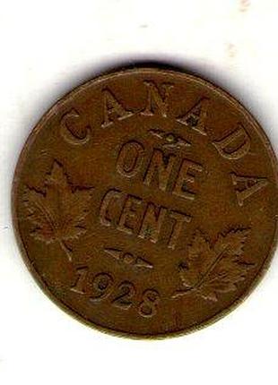 Канада ø король георг v 1 цент, 1928 год бронза, 3.24g, ø 19.1mm no1993