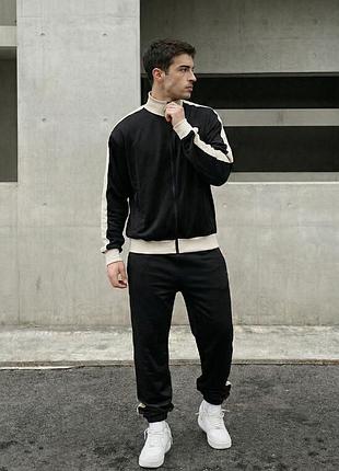 Мужской спортивный костюм из мягкой ткани staff smi black & milk