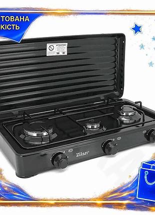 Ve газова плита zilan 3 new version конфорки настільна плита для дачі чорна компактна плита для пригот n6w_ver