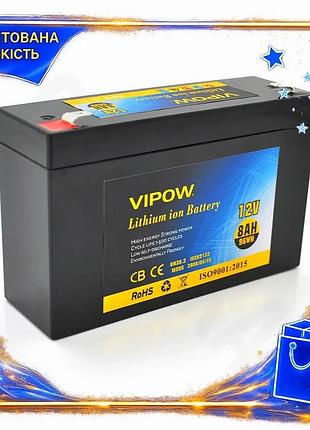 Ve аккумуляторная батарея литиевая vipow new version 12v 8ah для автомобиля лодки мотоцикла li-ion 186 n6w_ver