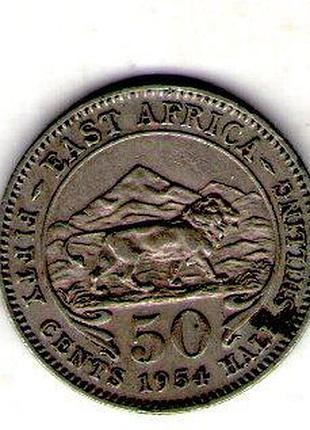 Британский восточная африка 50ment, 1954 год медно-никелевый сплав, 4g, ø 21mm no3049