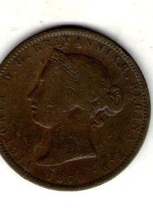 Джерси королева виктория 1/13 system, 1870 год бронза, 9.39g, ø 29.3mm no1651