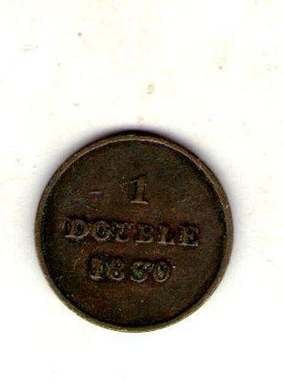 Гернси георг iv 1 дубль, 1830 год медь, 2.5g, ø 18.7mm no3105