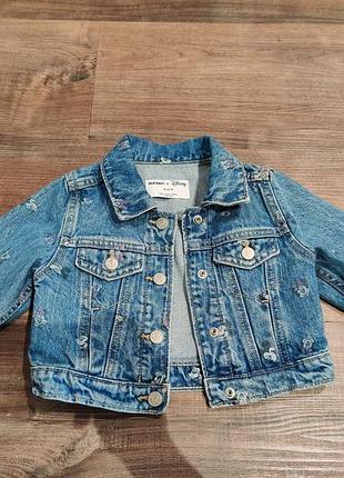 Джинсовий піджак old navy з принтом міккі маус 18-24міс