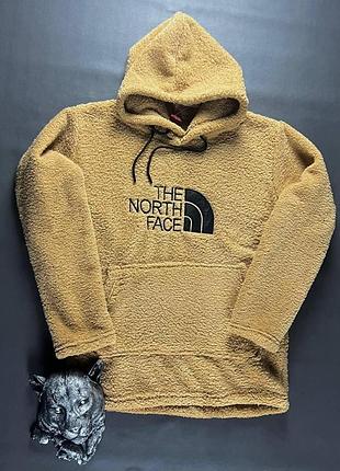 Чоловічий плюшевий коричневий худі tnf модна оверсайз толстовка тнф для хлопця xxl