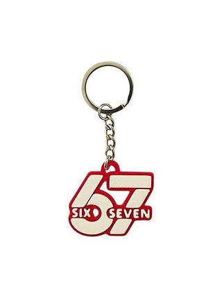 Брелок 3х4см пластик червоно-білий 67 (six seven) тм 3dsd