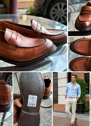 Next лофери шкіряні коричневі premium leather footwear