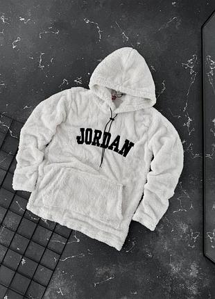 Чоловічий плюшевий білий худі jordan модна оверсайз толстовка джордан для хлопця xl
