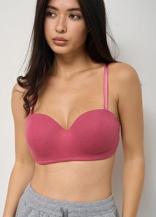 Бюстгальтер хлопковый в рубчик nicoletta 80574 95b, фуксия