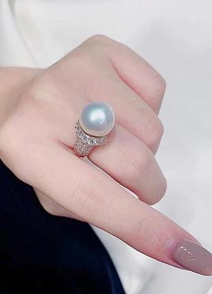 Кольцо pearl royal crystal silver