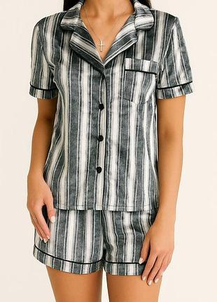 Пижама женская рубашка и шорты велюр s/m