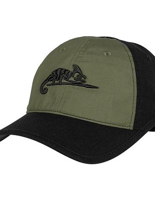 Бейсболка helikon-tex logo cap – polycotton ripstop black/olive green