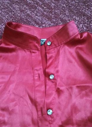 Атласная блуза с воротником-стоечкой2 фото