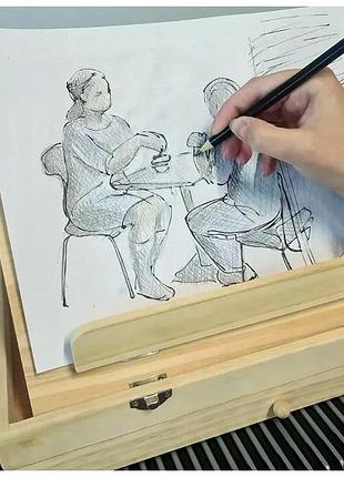 Набор для рисования 83 предмета чемодан с мольбертом для творчества дерево maaleo cs-0378 5