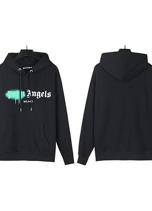 Мужская худи palm angels черная кофта с капюшоном трехнитка на осень толстовка палм анджелс для парня