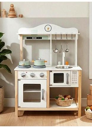 Детская деревянная кухня с духовкой и микроволновкой для ролевых игр 60 см натуральное дерево gotel cs-0293