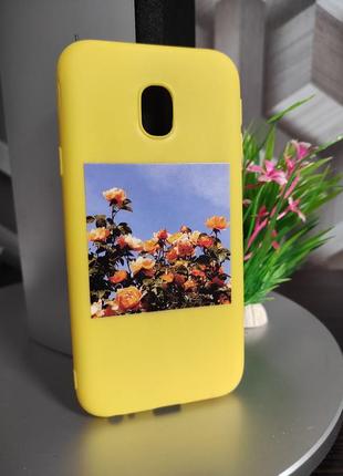 Силиконовый чехол для samsung j3 2017 j330 жёлтый цветы