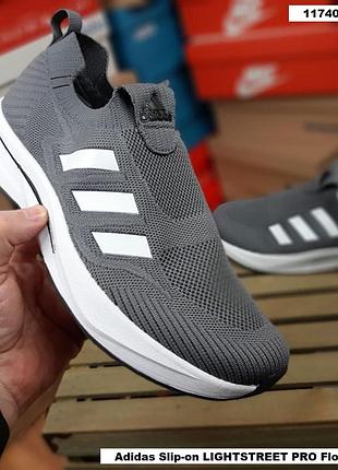 Мокасины мужские adidas slip-on lightstreet pro flow темно серые текстиль адидас слипон лайт стрит про флоу весна/лето/осень 43(28см)