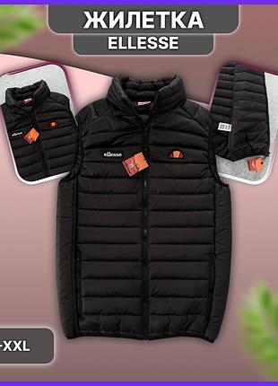 Мужская чёрная жилетка ellesse, безрукавка элис чёрного цвета из плащёвки, тёплая жилетка ellesse весна-осень без капюшона xxl