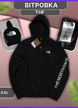 Чорна демісезонна вітровка the north face чоловіча, водовідштовхувальна весняна осінка куртка зе норд фейс з капюшоном xxl