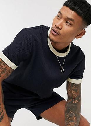 Футболка asos waffle 1893064 navy