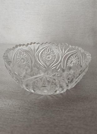 Винтажная розетка (салатник, конфета), прессованный хрусталь/стекло, нитевичка