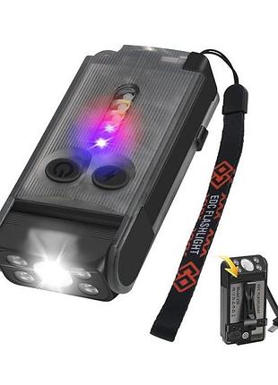 Ліхтар-брелок boruit v30 повертається на 180° 900 лм ip65 + power bank чорний