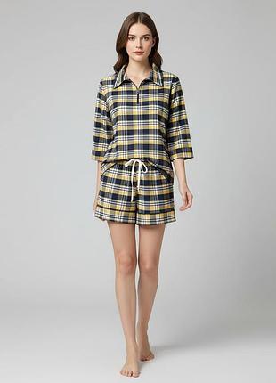 Пижама женская в клетку из ткани фланель xs-s