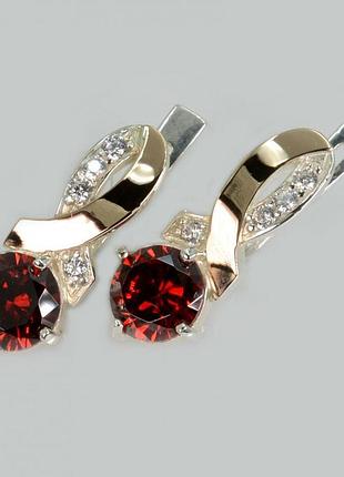 Серебряные серьги с напайками из золота