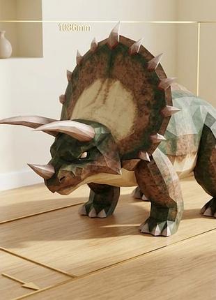 Paperkhan конструктор из картона динозавр трицератопс оригами papercraft 3d фигура развивающий набор антистрес