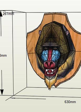 Paperkhan конструктор из картона обезьяна бабуин оригами papercraft фигура развивающий набор антистрес подарок