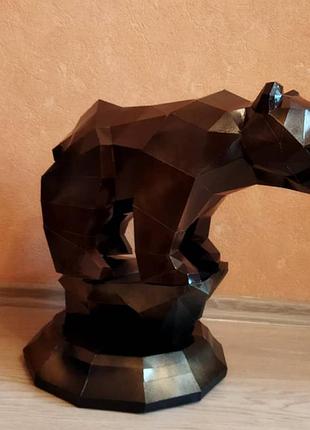 Paperkhan конструктор з картону 3d фігура ведмідь на скелі паперкрафт papercraft орігамі пазл медвідь ведмідь bear teddy