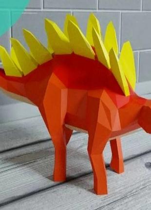 Paperkhan конструктор из картона динозавр стегоз пазл оригами papercraft 3d фигура развивающий набор антистрес