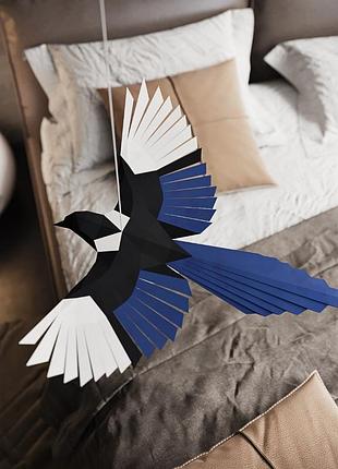 Paperkhan конструктор з картону птах сорока пазл оригамі papercraft 3d фігура полігональна набір подарок сувенір антистрес