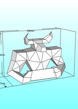 Paperkhan конструктор з картону бик буйвол телець пазл орігамі papercraft 3d фігура полігональна набір подарок сувенір антистрес