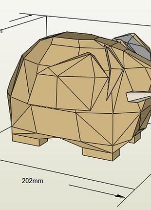 Конструктор з картону cлон elephant 3d фігура арт. 120.6 papercraft паперкрафт слоненя слониха мамонт