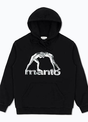Мужская черная кофта manto на осень худи манто с капюшоном толстовка трехнитка для парня