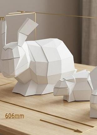 Paperkhan конструктор з картону заєць зайчиха кролик пазл орігамі papercraft 3d фігура полігональна набір подарок сувенір антистр