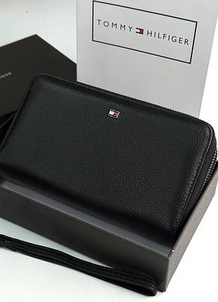 Кошелек - клатч touch hilfiger черный на 2 молниях